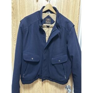 Loft and Brownstone Men's Large Wool Blend Jacket Blue Zip Pockets Coat Vintage